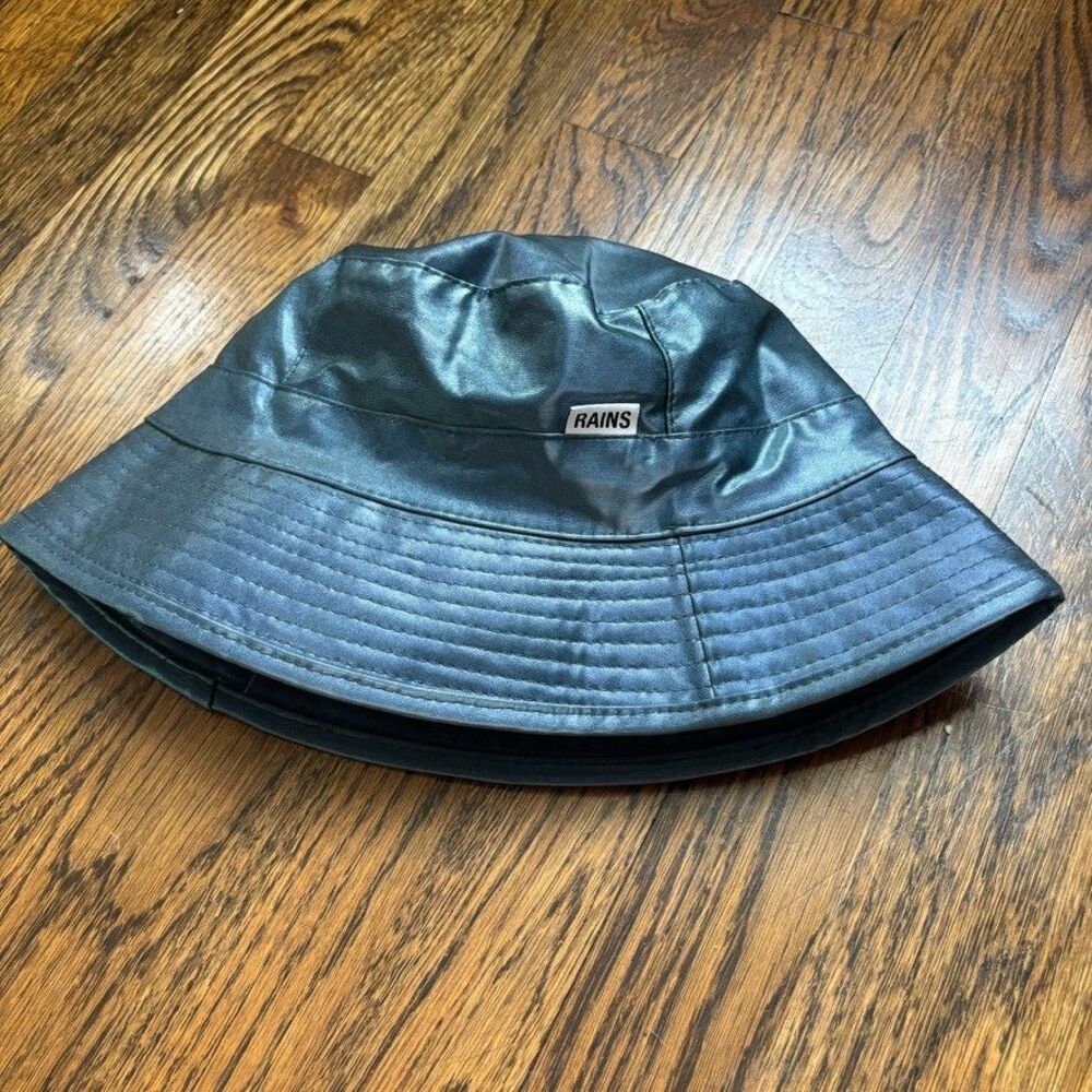 RAINS Waterproof Bucket Hat Blue PU Coated Scandinavian Minimalist Size XS/S/M